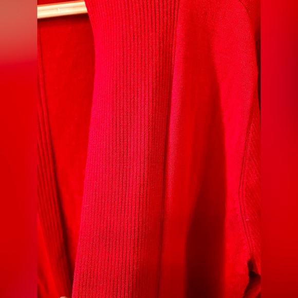Dana Buchman Red Open Front Cardigan Sweater SZ XL Minimalist Modern Casual Cozy - Picture 6 of 11